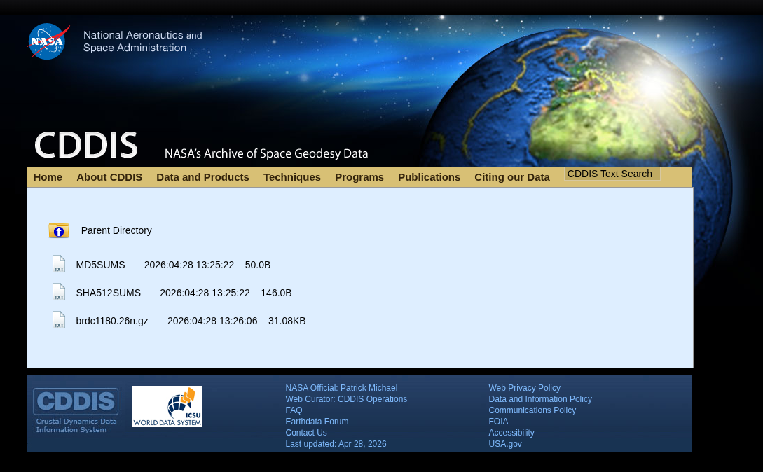 CDDIS website 2